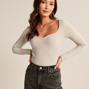 Long-Sleeve Sweetheart Sweater Bodysuit
